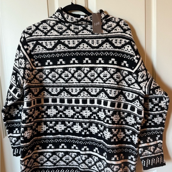 J.Jill Nordic Fair Isle Knit Sweater | Black & Ivory | Cozy Winter Classic NWT - Picture 5 of 6